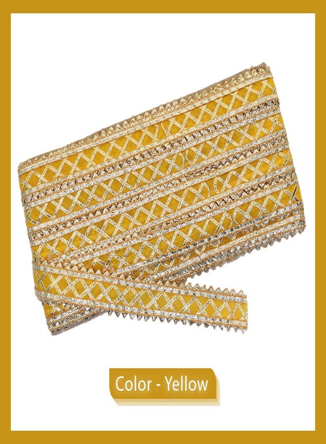 EmbroideryMaterial Laces and Borders Material Golden Gota Patti Lace for Saree Border, Dresses, Dupatta, Blouse, Kurta, Embroidery & Sewing (Yellow & Gold, 8 Meters, 2.5 CM Wide) - Image 4